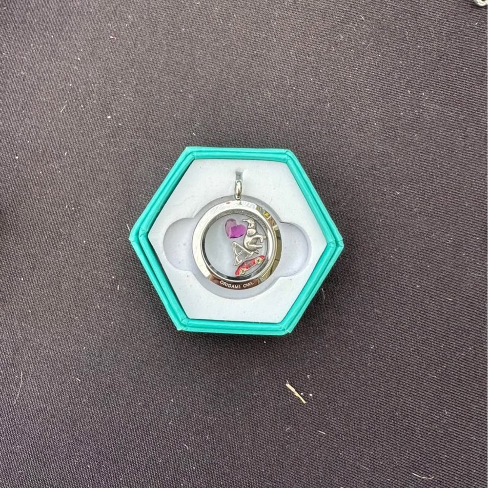 Silver and Purple Heart Pendant Necklace